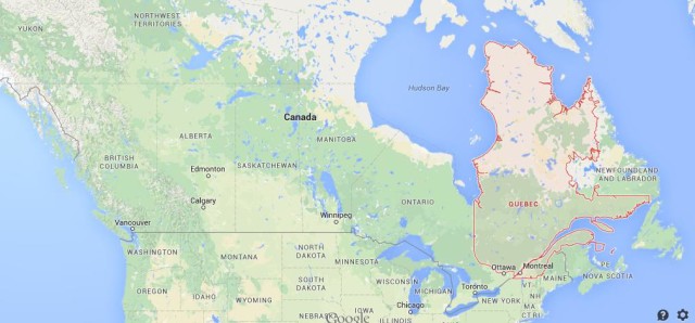 location Quebec on map of Canada