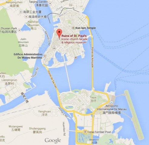location Ruins of St Paul map Macau