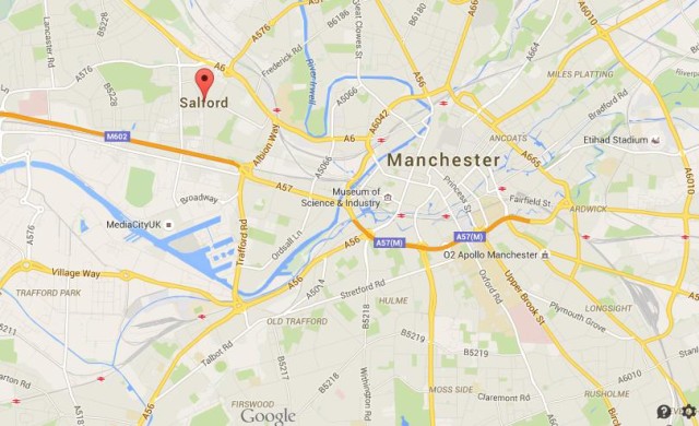 location Salford on map of Manchester