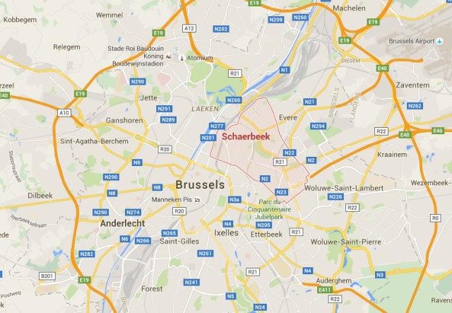 location Schaerbeek on map Brussels