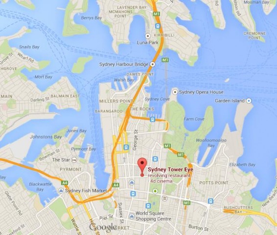 location Sydney Tower on map
