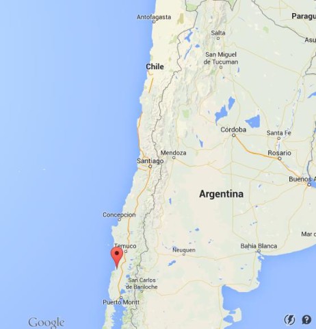 location Valdivia on map Chile