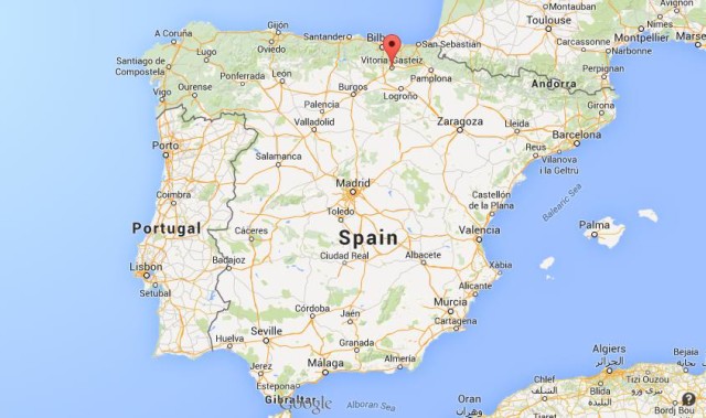 location Vitoria on map of Spain