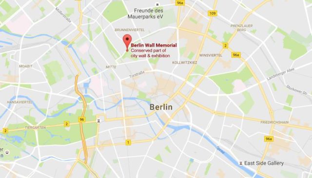 Location Wall Memorial on map Berlin