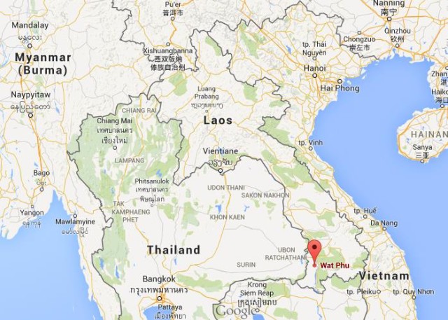 location Wat Phou on map Laos