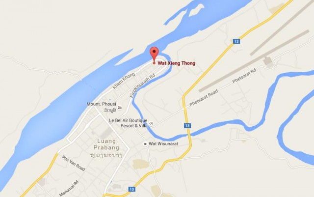 location Wat Xiang Tong on map Luang Prabang
