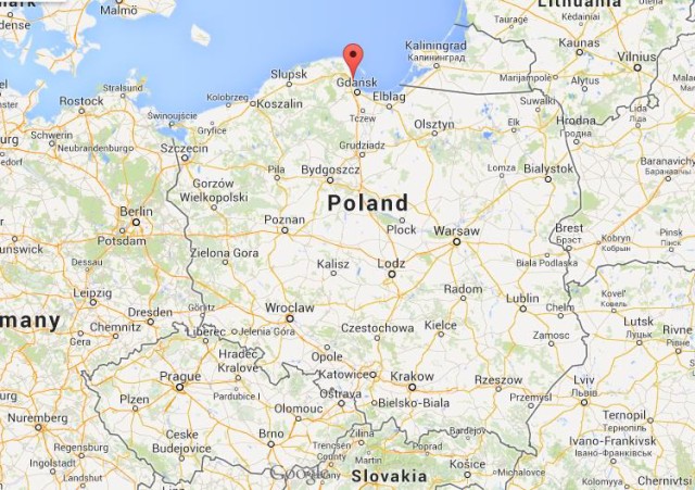 location Gdynia on map of Poland