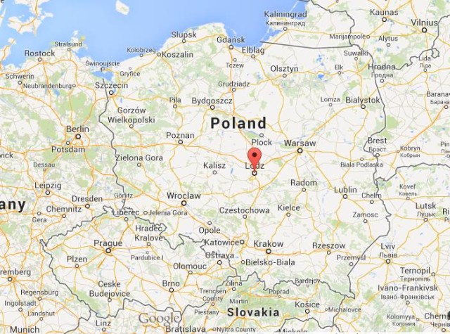 location Lodz on map of Poland
