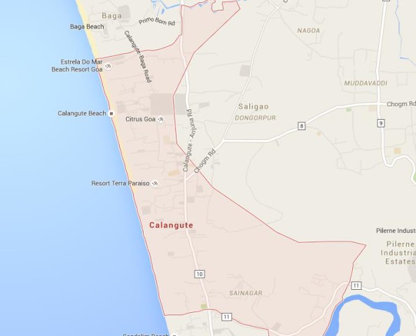 Map of Calangute Goa