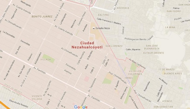 Map of Nezahualcoyotl Mexico