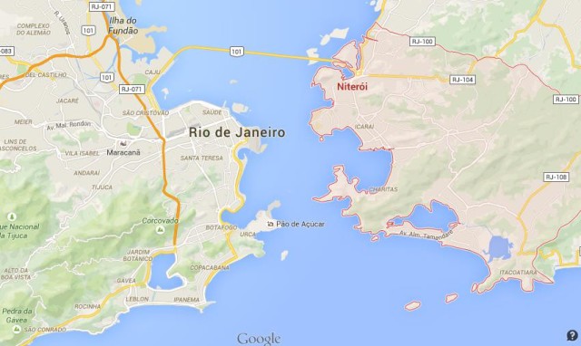 Map of Niteroi and Rio de Janeiro Brazil