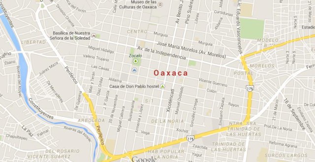 Map of Oaxaca City Mexico