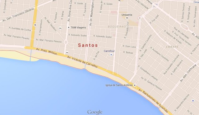 Map of Santos Brazil