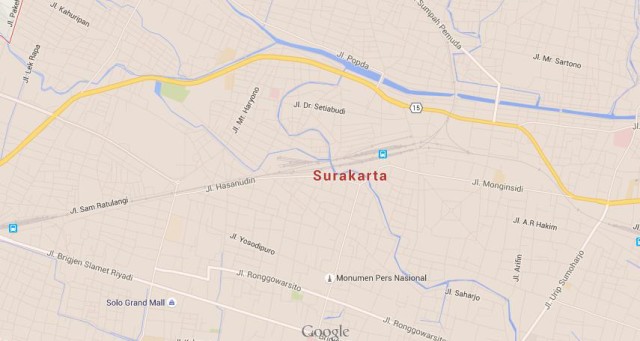 Map of Surakarta Indonesia