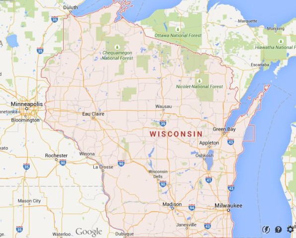 Map of Wisconsin USA