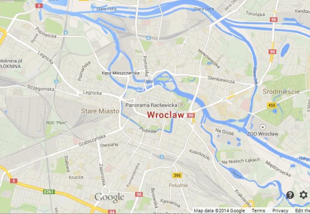 Map of Wroclaw Poland