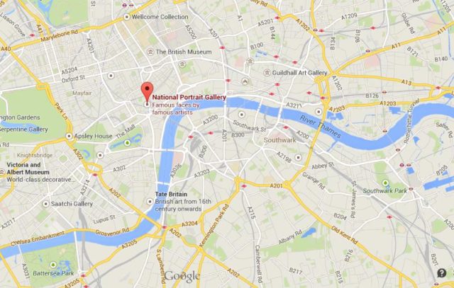 Where is National Portrait Gallery on map of London