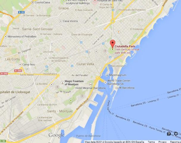 Where is Parc de la Ciutadella on Map of Barcelona