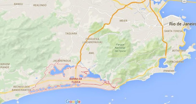 location Barra da Tijuca on map Rio Janeiro