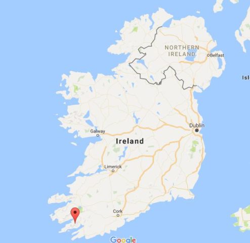 Location Beara Peninsula on map Ireland