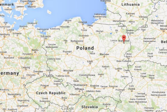location Bialystok on map Poland