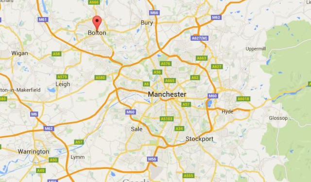 location Bolton on map Greater Manchester