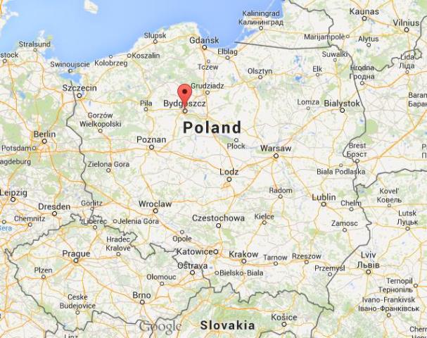 location Bydgoszcz on map Poland
