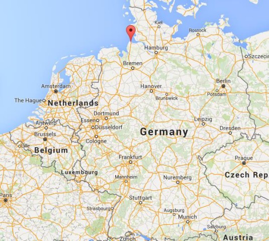 Location Cuxhaven on map Germany