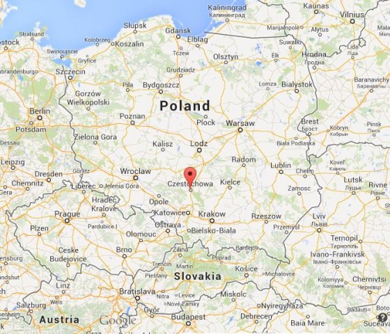 location Czestochowa on map of Poland