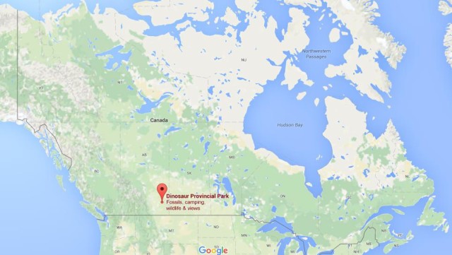 location Dinosaur Provincial Park on map Canada