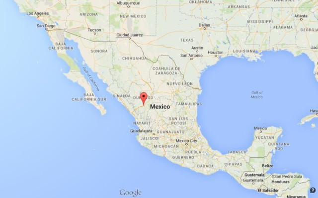 location Durango on map of Mexico