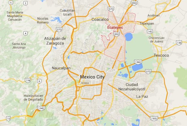 location Ecatepec on map of Mexico City