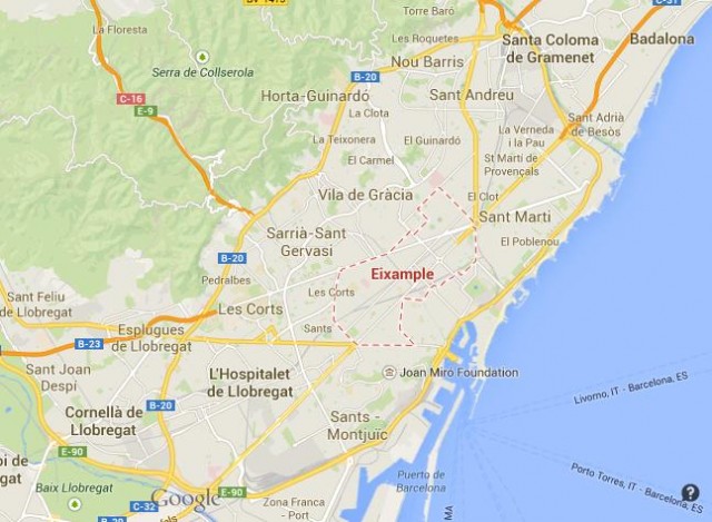 location Eixample map Barcelona