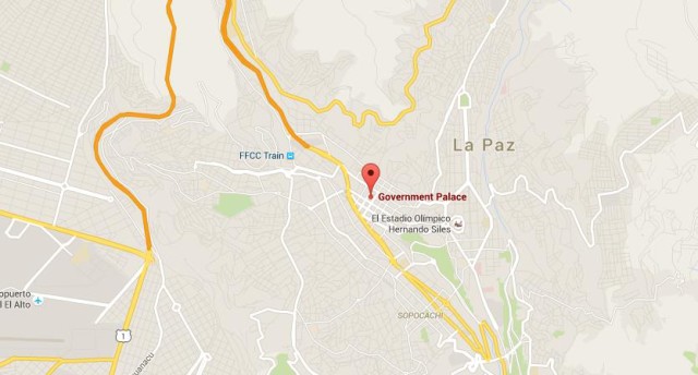 location Government Palace on map La Paz