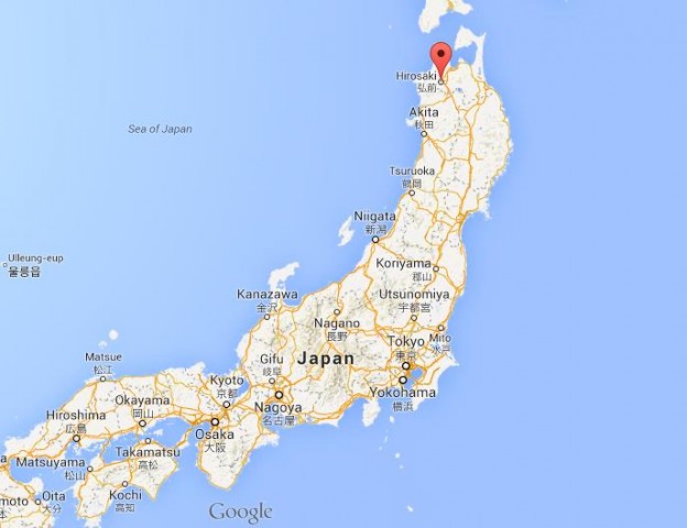 location Hirosaki on map Japan