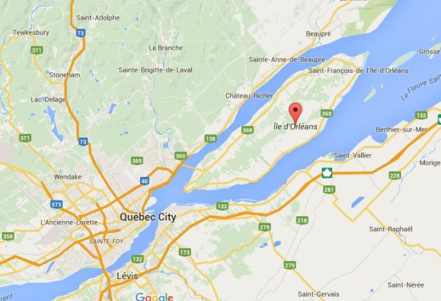 location Ile d'Orleans on map Quebec City