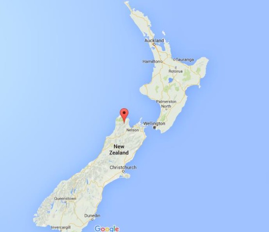 location Kahurangi National Park on map New Zealand