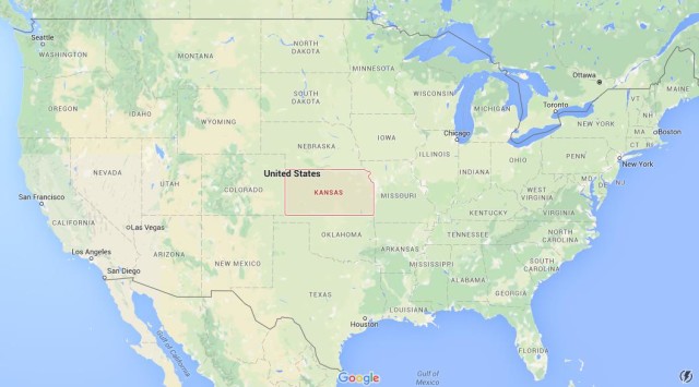location Kansas on map USA