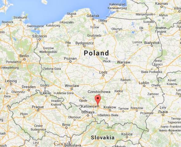 location Katowice on map Poland