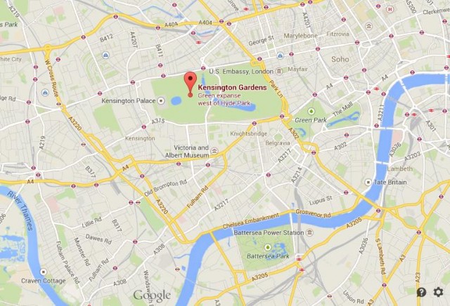 location Kensington Gardens on map London