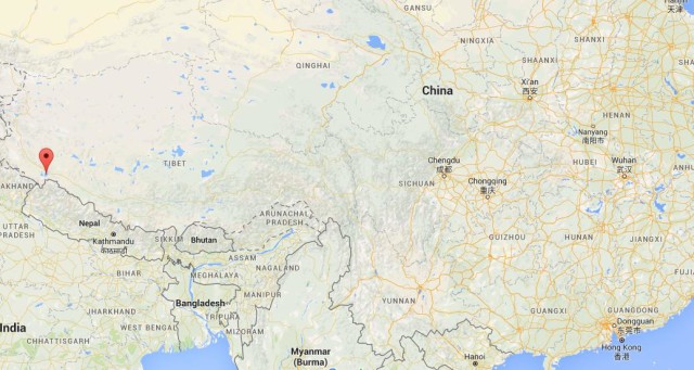 location Lake Manasarovar on map China