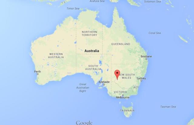 location Lake Mungo on map of Australia