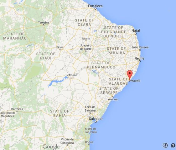 location Maceio on map Brazil