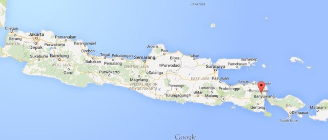 location Mount Merapi on map of Java