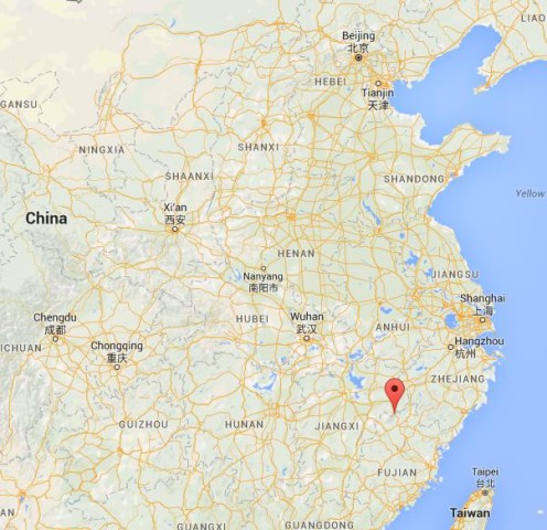 location Mount Wuyi on map China