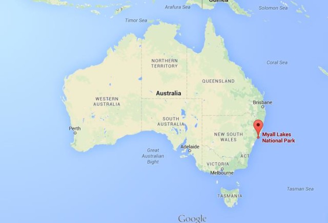 location Myall Lakes on map of Australia