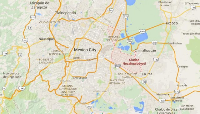 location Nezahualcoyotl on map Mexico City