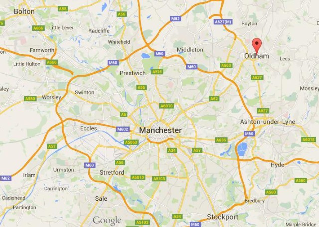 location Oldham on map Greater Manchester