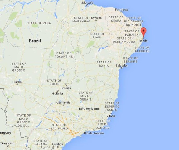location Olinda on map Brazil