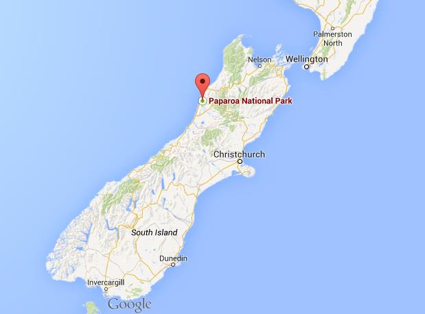 location Paparoa National Park on map NZ South Island